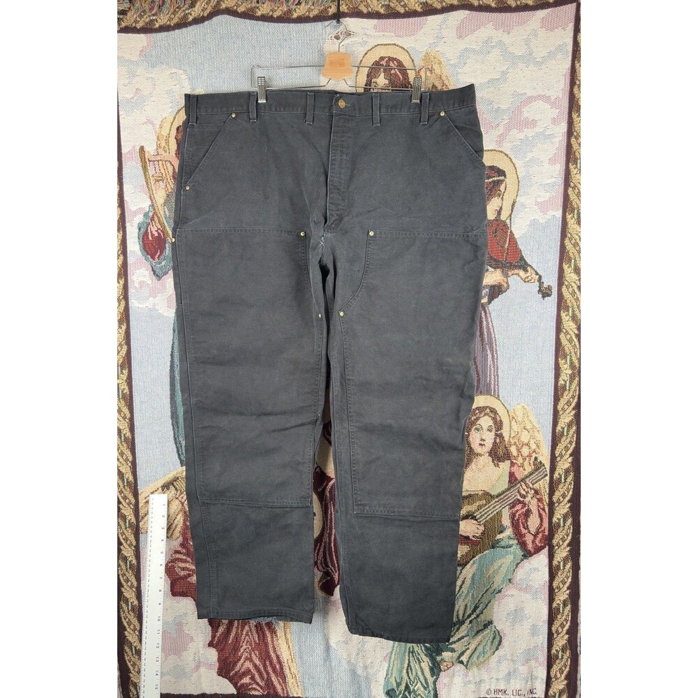 Carhartt B01 BLK Mens Double Knee Pants, 48x32 (47x30.5) Canvas USA Work Wear